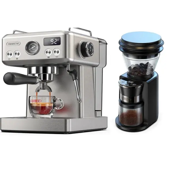 [EU Direct] HiBREW H10A 20-Bar Espresso-machine en G3 Conische Maalwerk Combo met Programmeerbare Besturing, Stoompijpje